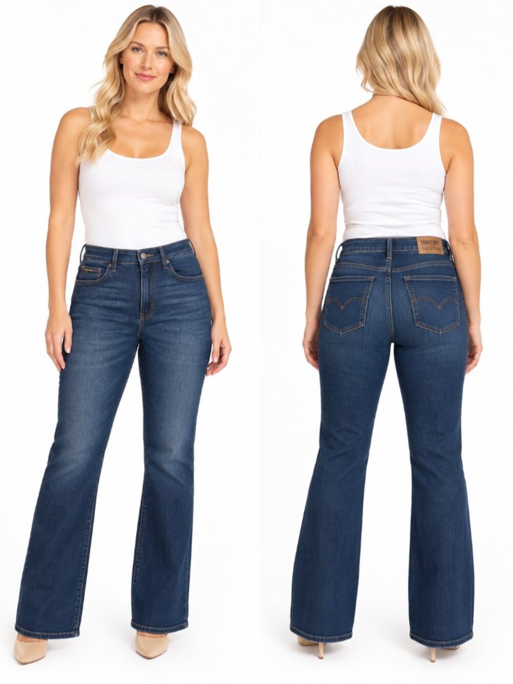 Signature by Levi Strauss Totally Shaping Bootcut Jeans Women 18M Dark Wash